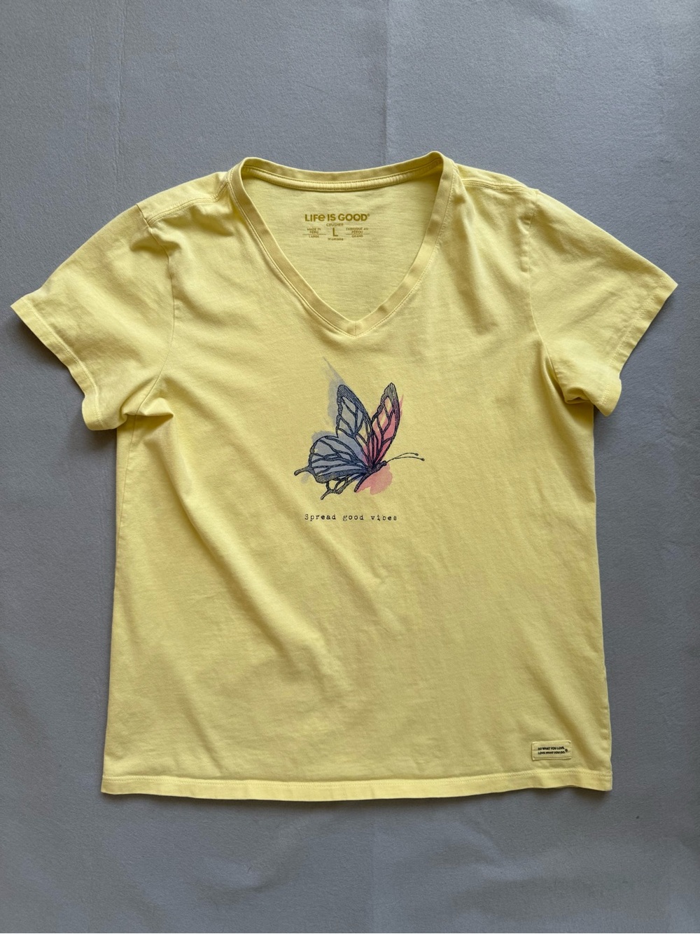 Life Is Good Spread Good Vibes Women’s V-Neck Crusher Tee - Size L